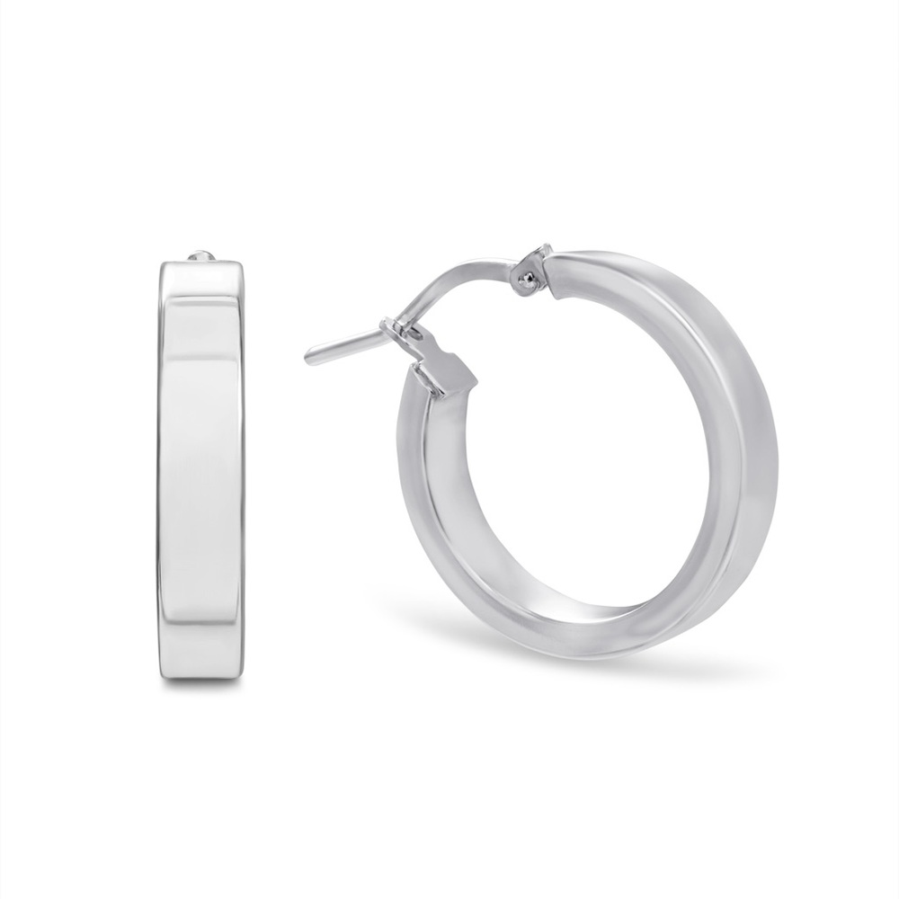 NEW Sterling Silver Flat Hoop Earrings